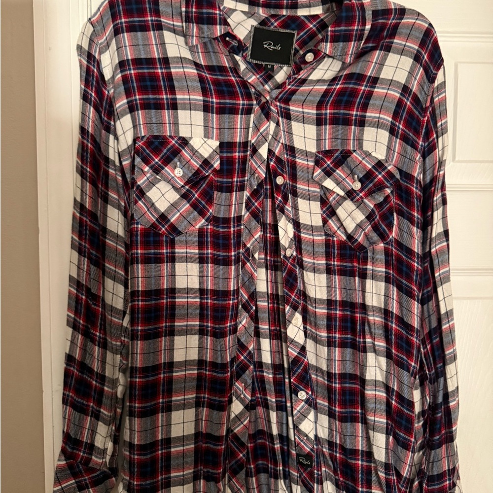 Rails Women's Red and Blue Plaid Button Down Shirt